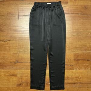 Ame Silk Pants Womens M Black Pullon Straight Leg City Chic Glam Luxury Wealth